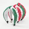 Kids Hair Hoop Red Glossy Beads Crystal Headband Red Green for Christmas Party