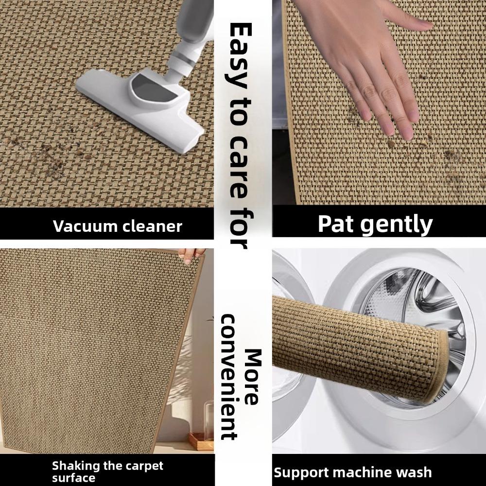 Faux Leinen Anti-Rutsch Fußmatte TPR Selbstklebend Waschbar Eingangsteppich Wasserabsorbierend Fleckenabweisend Retro Hauseingang Bodenmatte