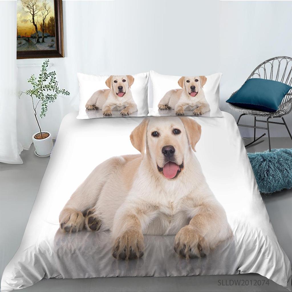 Sada povlečení 3D Psí série Kreslený vzor se zvířecím vzorem Povlak na polštář Pouzdro na polštář 2 nebo 3 kusy Vhodné pro domácí dekoraci v pokojích milovníků zvířat