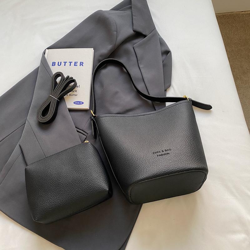 Retro Simple Mother And Child Bag Bucket Bag Women'S Fashion Shoulder Underarm Bag Foreign Style Versatile Messenger Bag