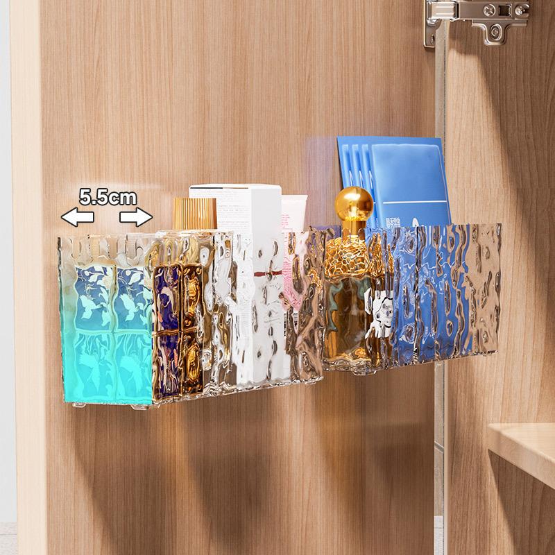 1Pcs Suction Cup Storage Box Bathroom Non Perforated Wall Mounted Organizing And Storage Box Transparent