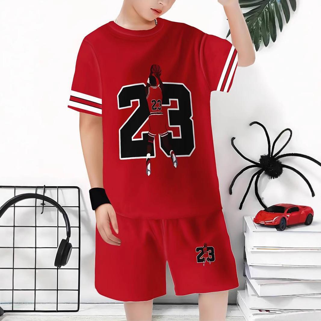 

Summer Round Neck 3D Printed Set Fashionable and Casual Short Sleeved Shorts Children s Boy Clothing Sets 170