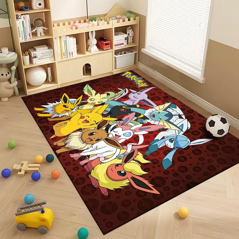 P0kem0n Klasické postavy Pikachu Eevee Potisk Velký koberec Ložnice Obývací pokoj Dětský pokoj Pohovka Rohožka Dětská podlahová dekorace Podložky