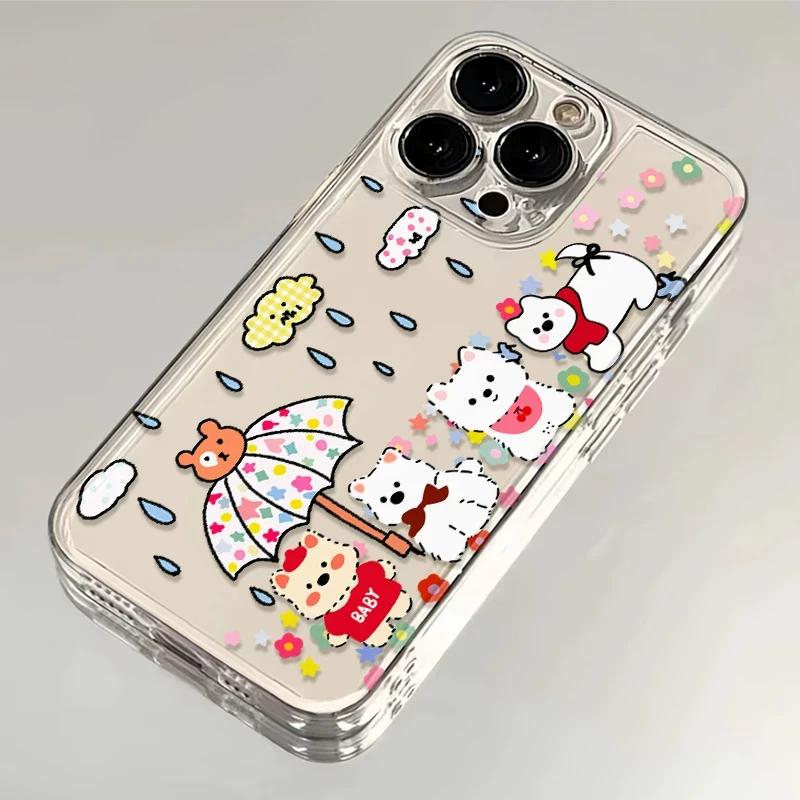 

Cute Bear Clear Phone Case, Cartoon Umbrella Pattern Shockproof Protective Cover for iPhone iPhone 13 PRO MAX разноцветный