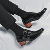 Spring New High-heeled Pointed Leather Shoes 2025 Large Size Dress Casual Shoes Fashion Patent Leather Heightening Men's Shoes