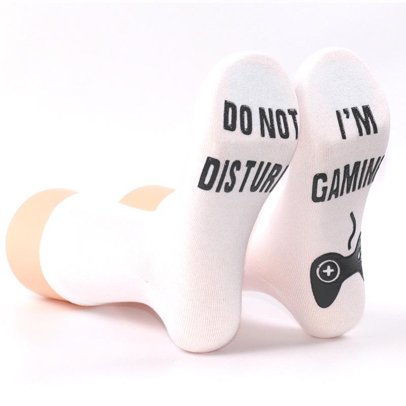 Men's Novelty Rubber Non-Slip Bottom Game Alphabet Graphics Breathable Comfortable Mid-Layer Crew Socks Daily Wear 18th Birthday Boys Gift