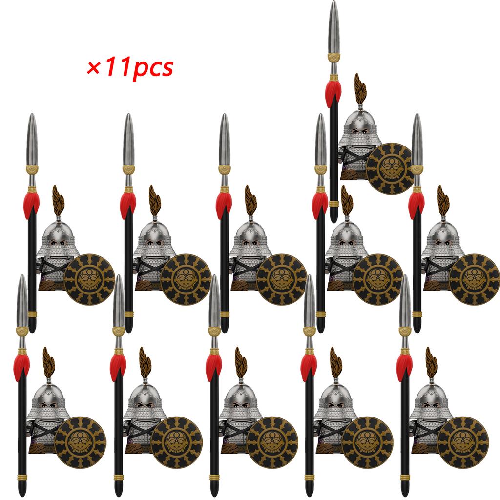 11pcs Ancient Chinese Hero Yue Fei General Military Armor Soldier Action Figures Building Block Sword Helmet DIY Brick Toy