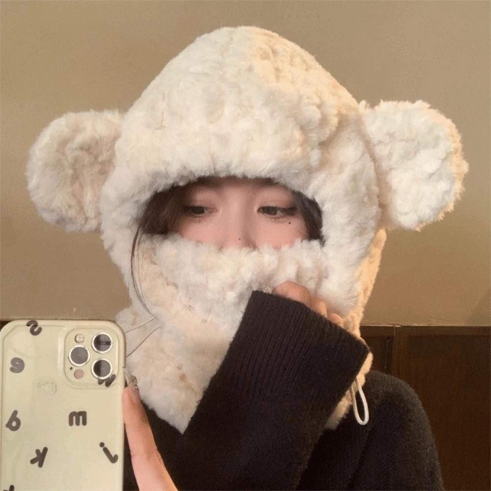 Ear Protection Winter Plush Hat Windproof Girl's Hat Hooded Scarf Fashion Earflap Bonnet Hat