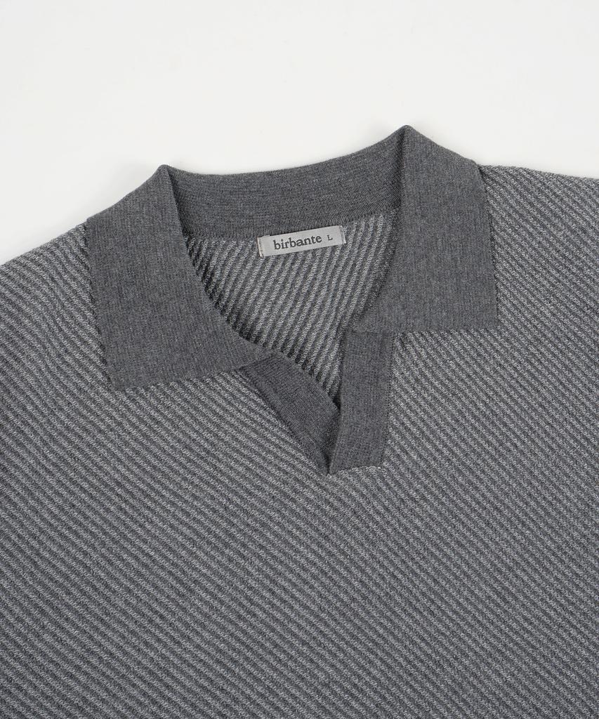 BIRBANTE Slant Washable Collared Knit - Gray