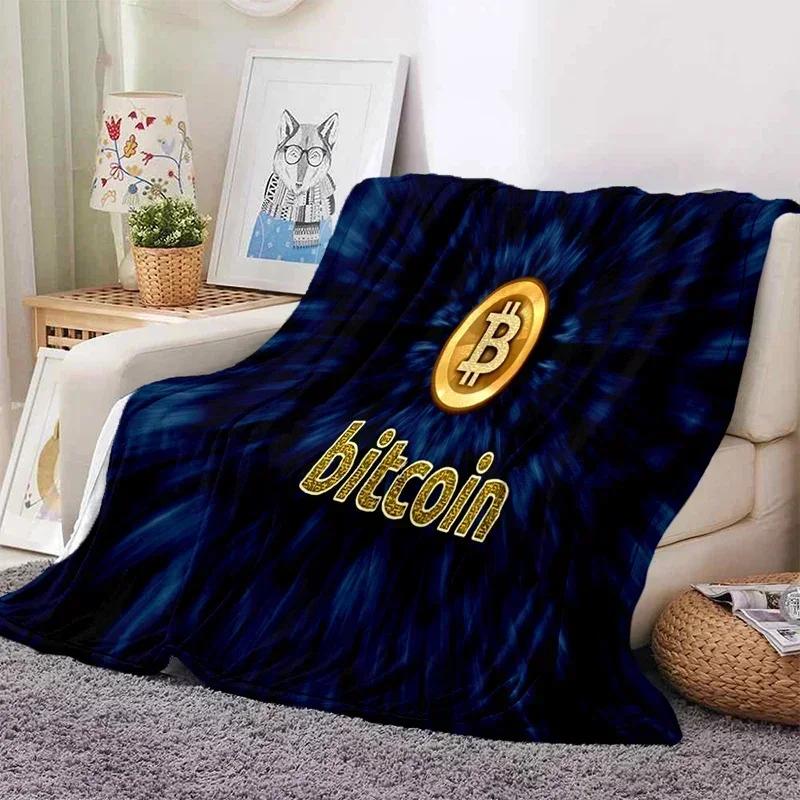 Bitcoin Soft Throw Blanket Game Blanket Bed Throw Blanket Warm Cartoon Printed Bedspread Bed Couch Sofa Birthday Gifts for Boys