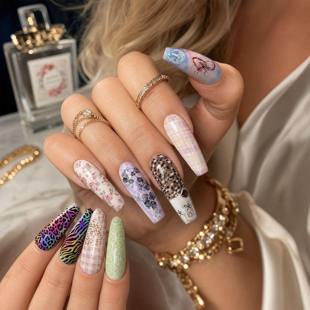 Leopard Print Nail Foils Flower Nail Art Stickers Professional Manicure Decals Nail Decoration