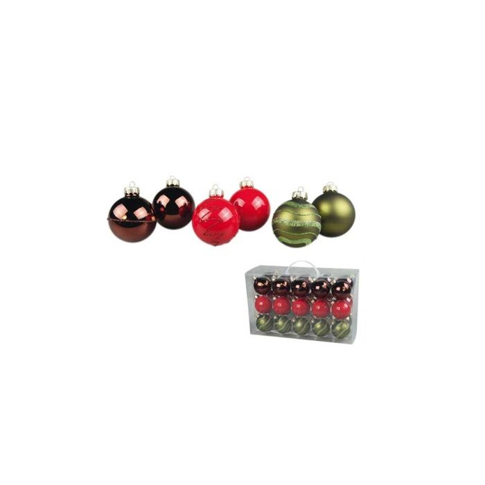 Set de 30 boules vert rouge choco noel