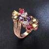 European & American Fashion Women's Colorful Zircon Flower Ring