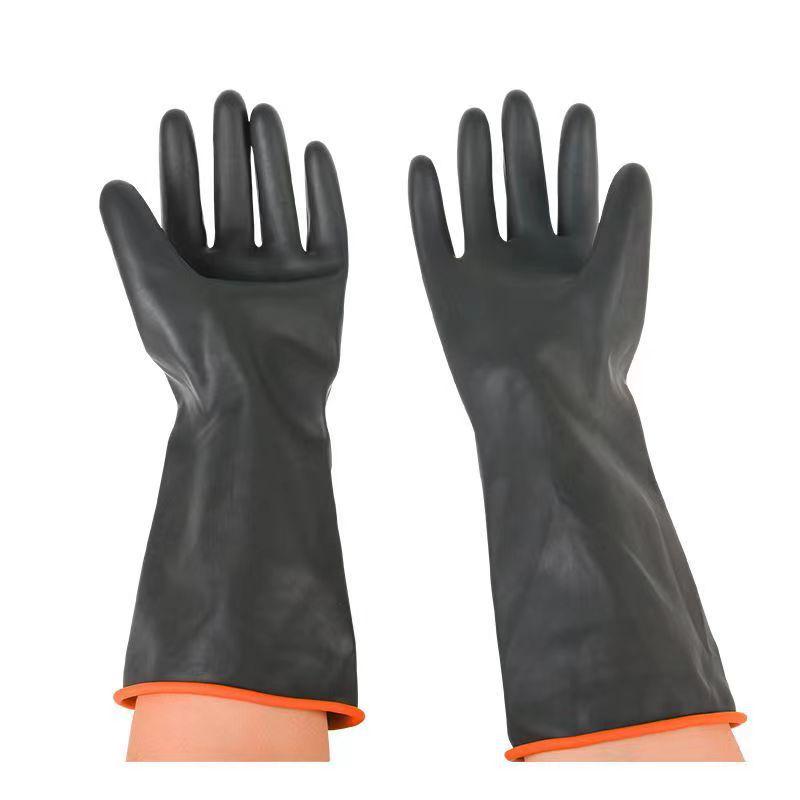 Thickened Black Latex Gloves: Acid & Alkali Resistant, Waterproof, Durable, Non-Slip, for Hair Dyeing and Car Washing.