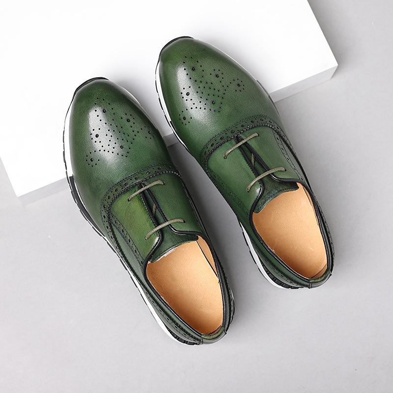 Fashion High Grade Men Genuine Leather Casual Dialy Sneakers British Design Cow Leather Men Comfortable Brogues Leisure Shoes Men