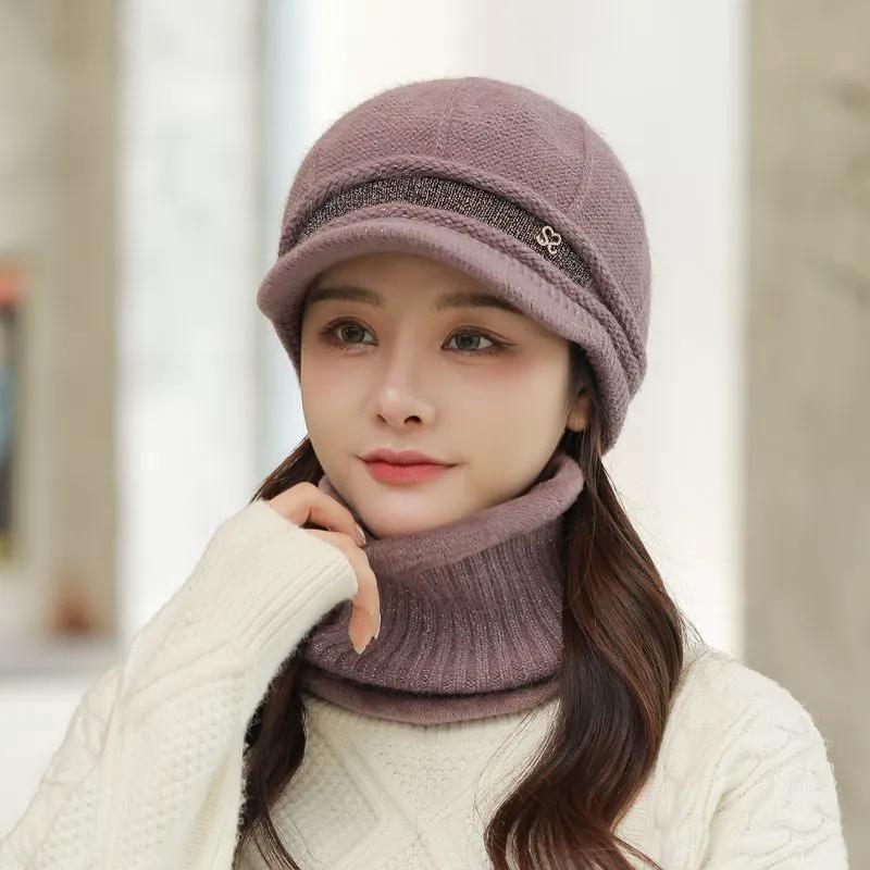 WTEMPO Damen Einfarbig Warme Wintermütze mit Schal Mama Outdoor Radfahren Kältefest Winddicht Elastische Strickmützen