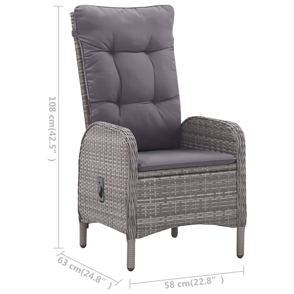 3 Piece Garden Dining Set Grey Poly Rattan and Glass
