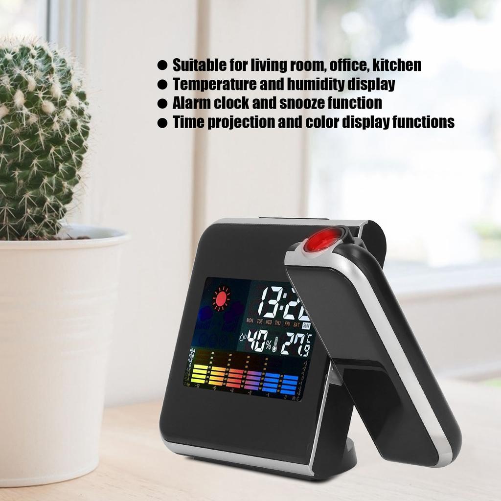 Wther Station Clock Temperature Humidity LCD Color Display LED Backlight Snooze Function Projection Alarm Clock
