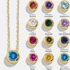 Women's Classic Zodiac Birthstone Pendant Necklace, Twelve Zircon Stones, Copper Round Design