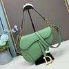 D Family Classic Leather Embroidered Saddle Bag - Women's Crossbody & Shoulder Handbag