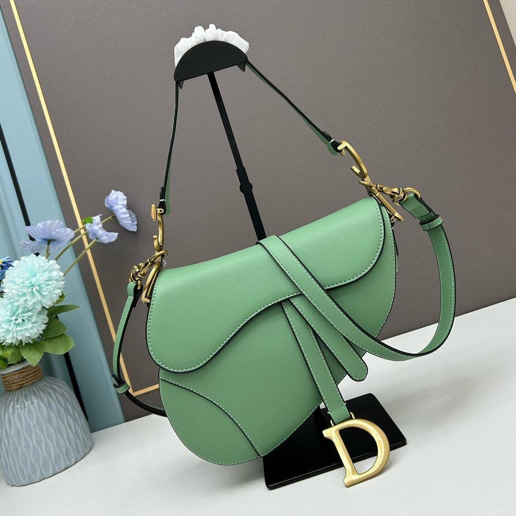 D Family Classic Leather Embroidered Saddle Bag - Women's Crossbody & Shoulder Handbag