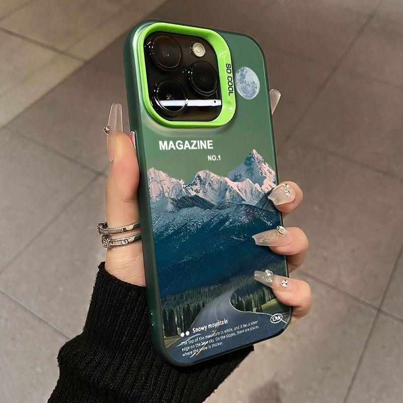 Snow Mountain Road Landscape Phone Case For IPhone 16 15 14 13 12 11 Pro XS Max 16E X XR 7 8 Plus Plating Matte Hard Cover Funda