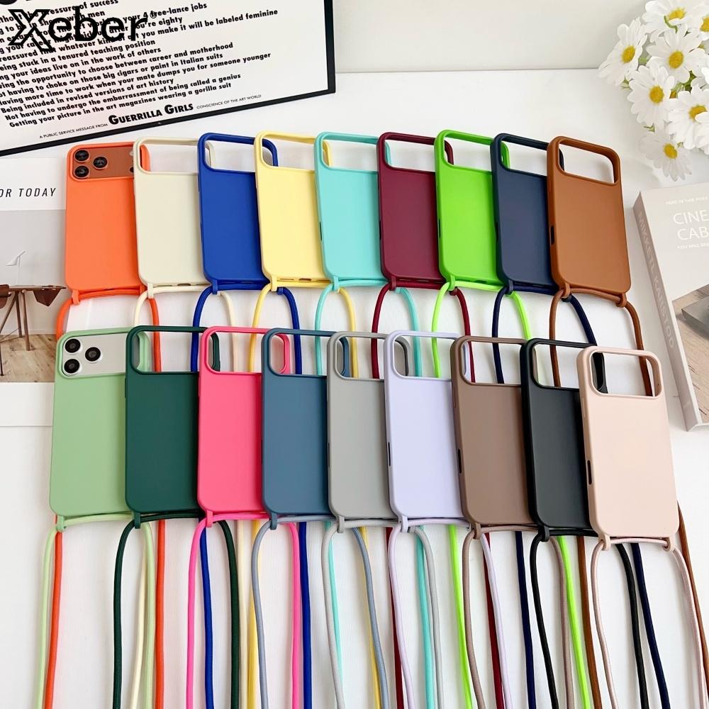 Liquid Silicone Crossbody Necklace Cord Strap Case For iPhone 17 Pro Max 16 15 14 13 12 11 XR XS X Matte Soft Protection Cover