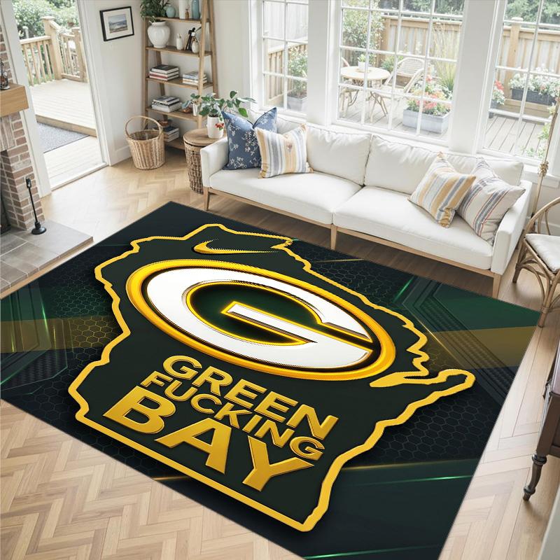 Tappeto in Velluto Cristallo Design Green Bay Packers Accogliente Non?Tappeto Stampato Antiscivolo per Camera da Letto Soggiorno Ingresso