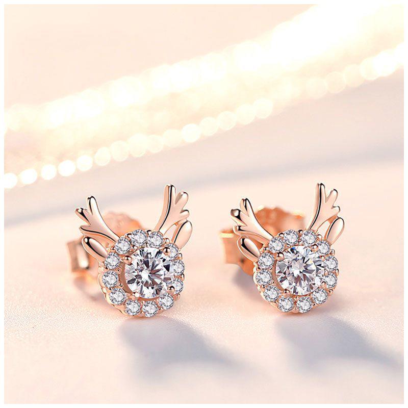 

2019 Trendy Christmas Reindeer Mori Style Earrings White Gold Plated E148