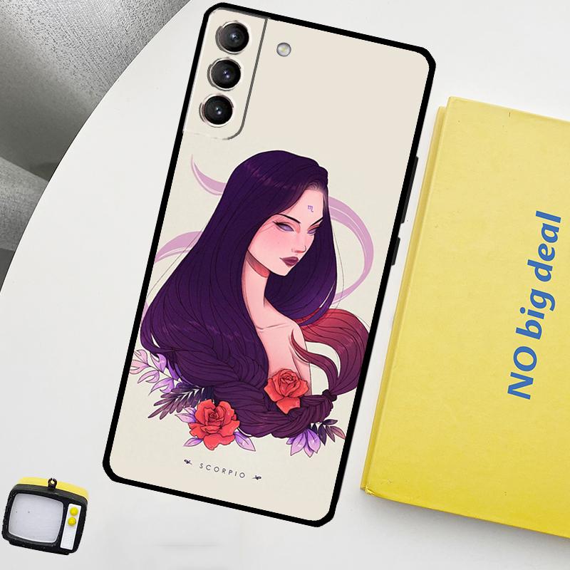 

Horoscope Girl Scorpio Taurus Virgo Phone Case For Samsung Galaxy S25 S26 Ultra S20 S21 S22 S23 Plus S24 Ultra S10 S25 FE Cover Galaxy S20