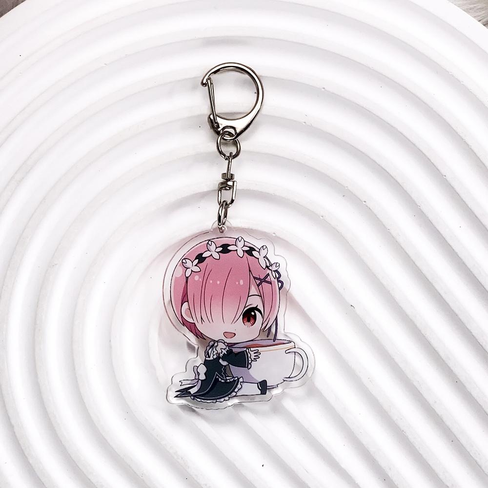 Anime Characters Re:Zero Trendy Cute Acrylic Keychain Accessories Bag Charm Creative Backpack Pendant Keyring Gifts For Friends