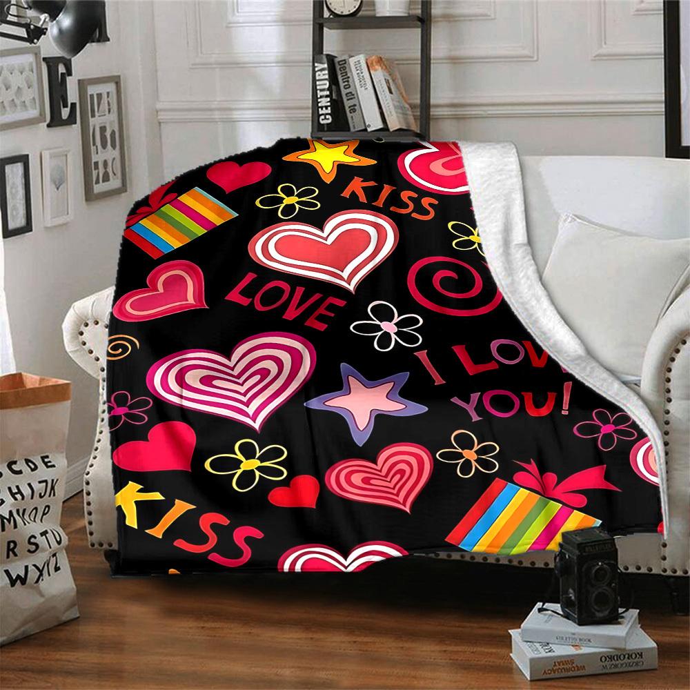 1pc Love, Kiss Blanket Warm, Cozy, And Soft, Suitable for Sofas, Beds, Cars, And Office Use.Perfect for Camping And Travel, Making It a Great Gift for