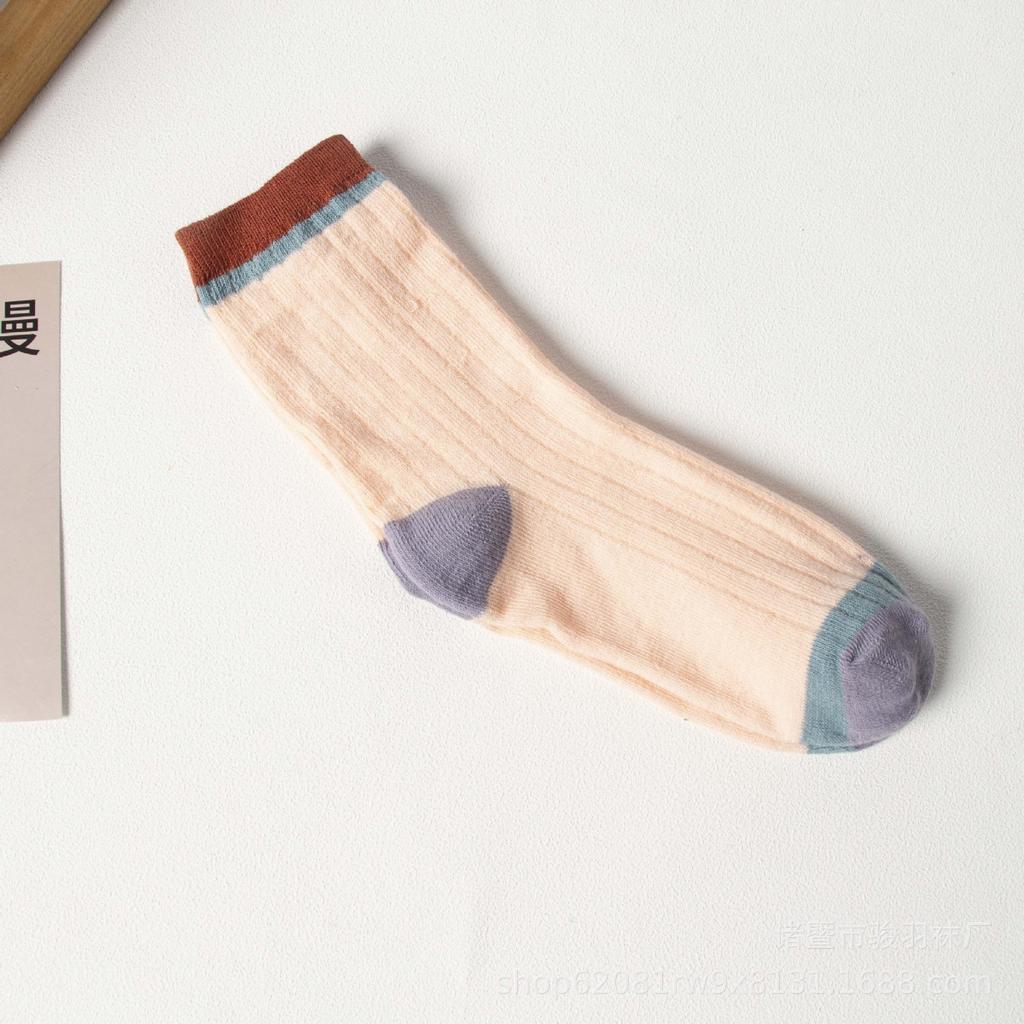 5 Pairs, Women's, Spliced Socks, Ribbed Midsole, Breathable Socks, Sweat Absorbing Socks, High Elasticity, Striped Socks, Sports Long Socks