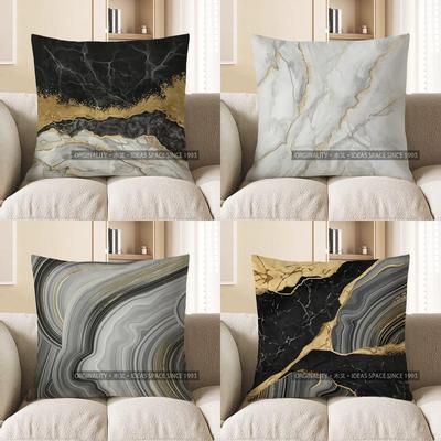 Home Decor Modern Black Gold Marble Patterned Pattern Cushion Cover Suitable For Sofa Bedroom Car Pillow Cover