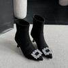 Fashion Ladies Shoes 2025 Hot Sale Back Zipper Women's Boots Fashion Crystal Office and Career Sexy Pointed Toe Best Seller Ankle Boots