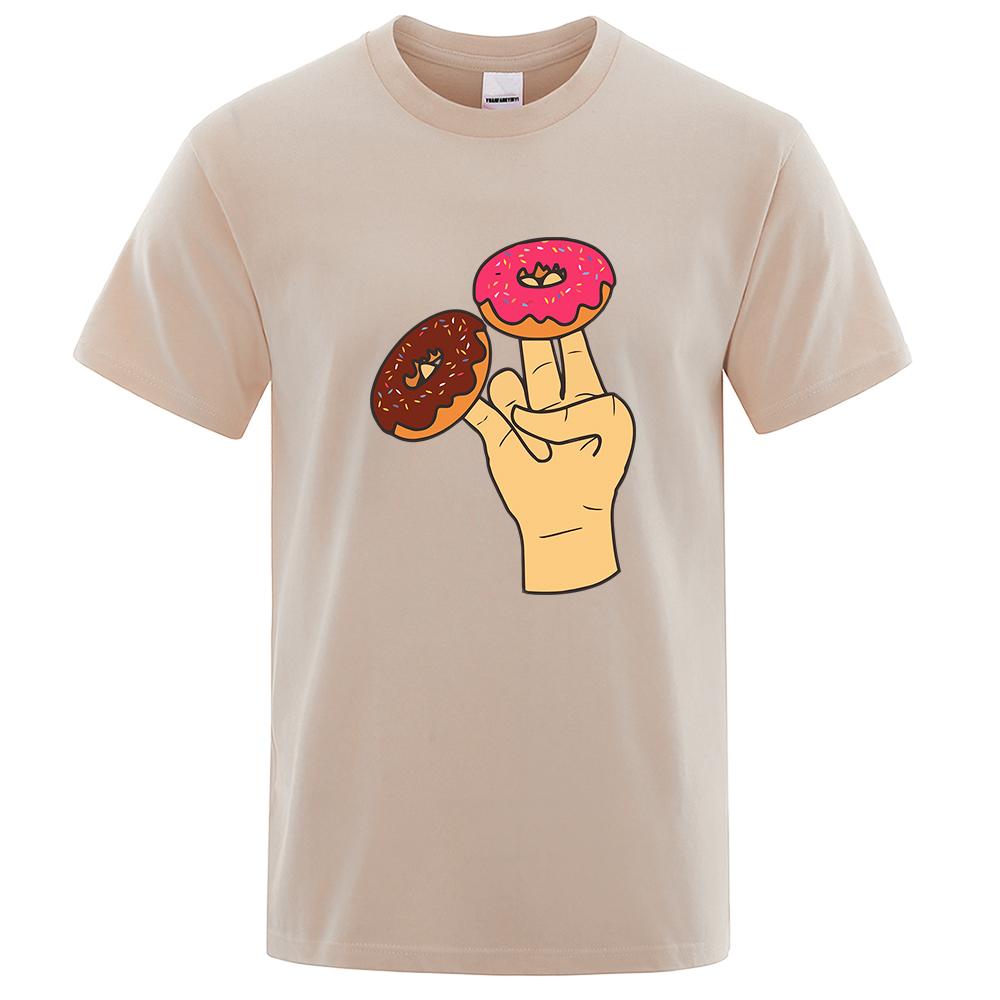 Two Donuts Are Needed Every Day Printed T-Shirts Men Casual Loose Clothing Oversized Summer Tops Cotton Hip Hop Harajuku Tshirts