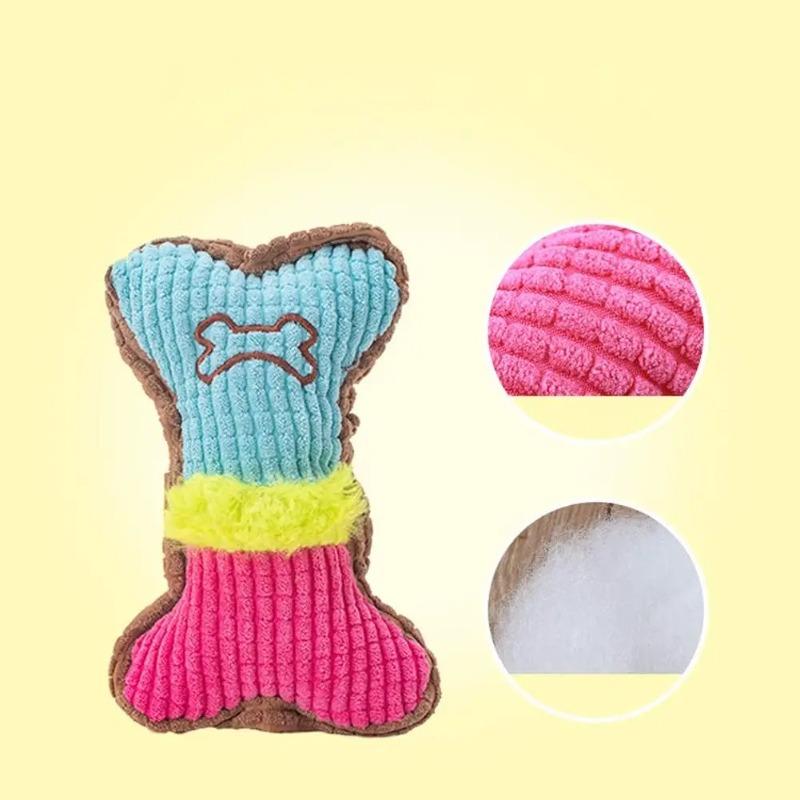 1pc Dog Squeaky Toys Bones Plush Dogs Chew Toy for Small Medium Breed Puppy Aggressive Chewer Pets Puppy Playing Cleaning Teeth