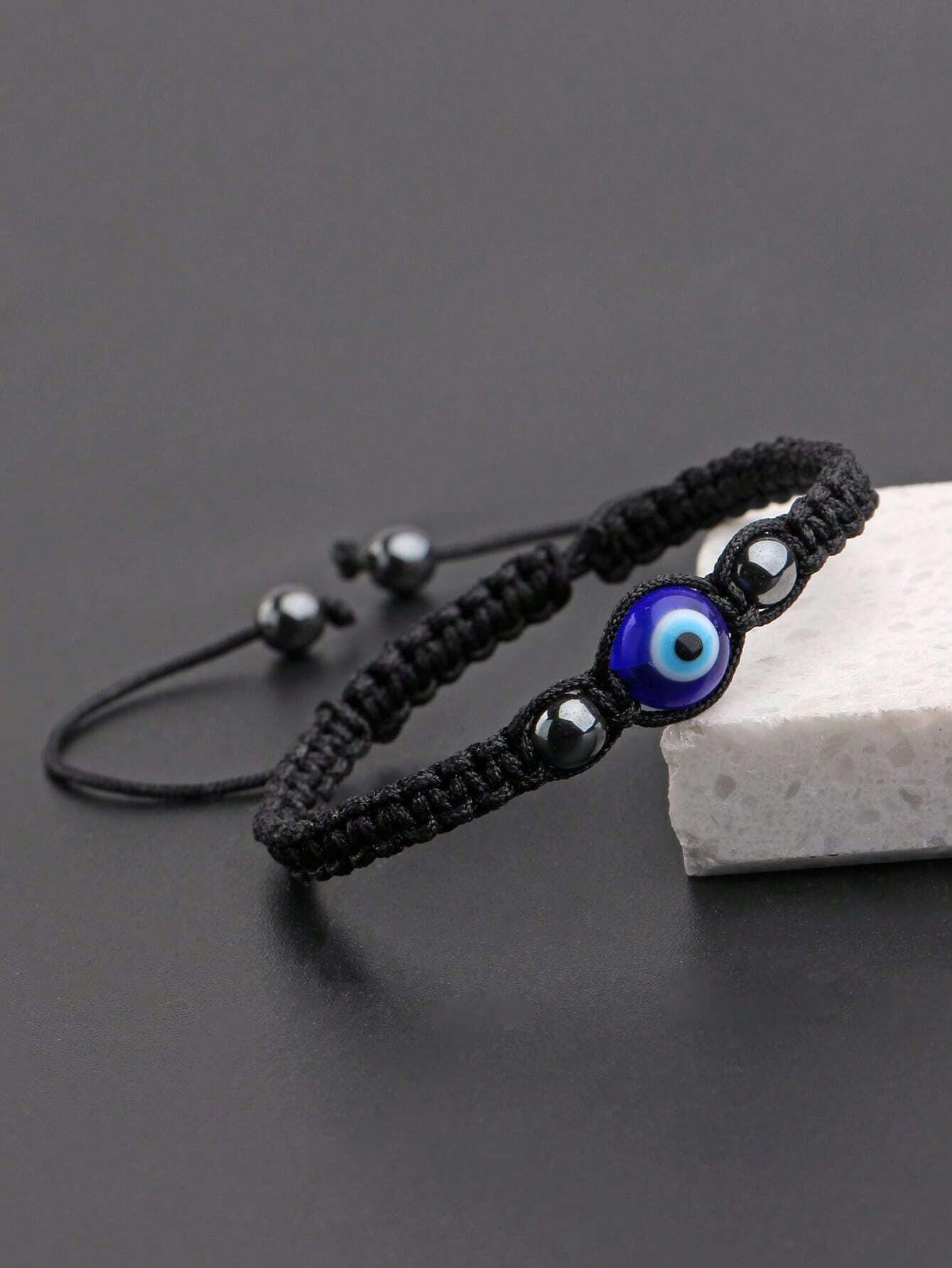 

Fashionable and Popular 1pc Boho Evil Eye Detail Bead Decor String Bracelet For Men For Daily Decoration for Jewelry Gift and for a Stylish Look one-size чорний