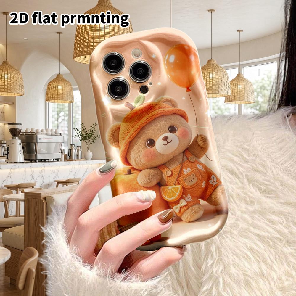 Phone Case: 2D flat design suitable for iPhone 18 17 16 15 14 13 Pro film protective case, couple style, warm orange simple design, Christmas and Hall