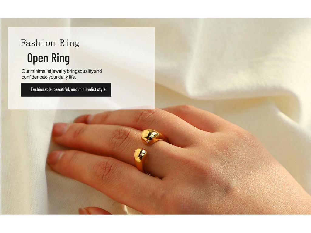 Adjustable Gold-Plated Stainless Steel Chubby Ring for Women - European & American Influencer Style