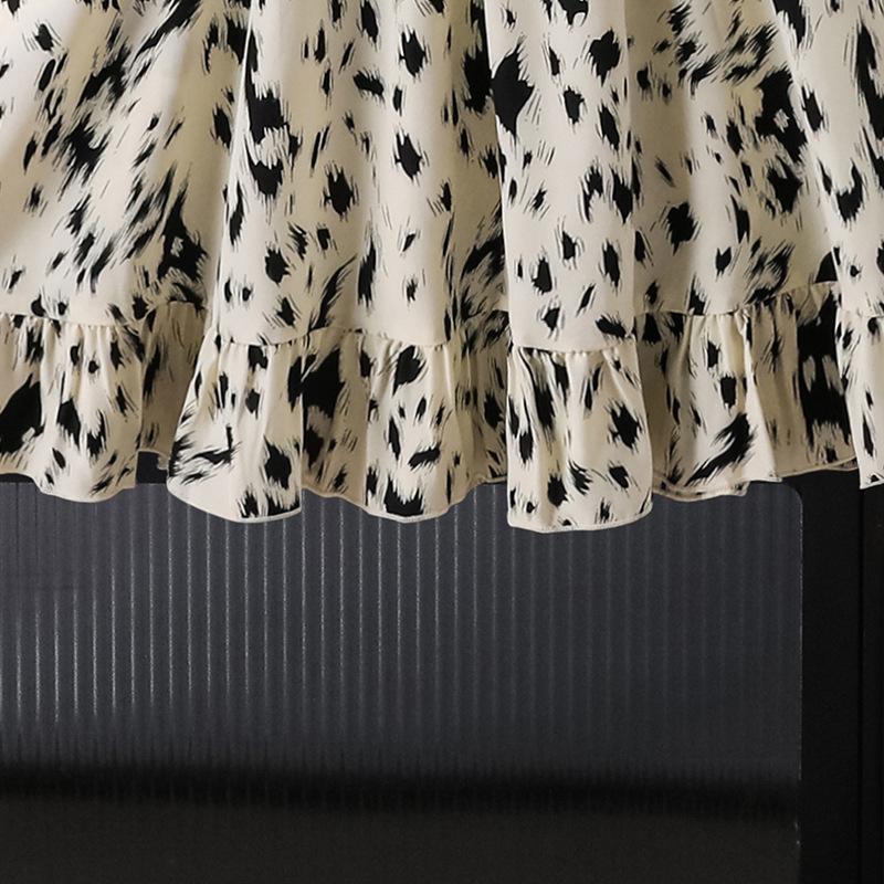 Girls Dress Children's Clothing Autumn New French Elegant Printed Long Sleeve Waist Princess Dress