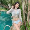 2024 Pure Desire Long Sleeve Sunscreen Bikini Set - Four-Piece Women's Slimming Swimsuit for Hot Spring Vacations