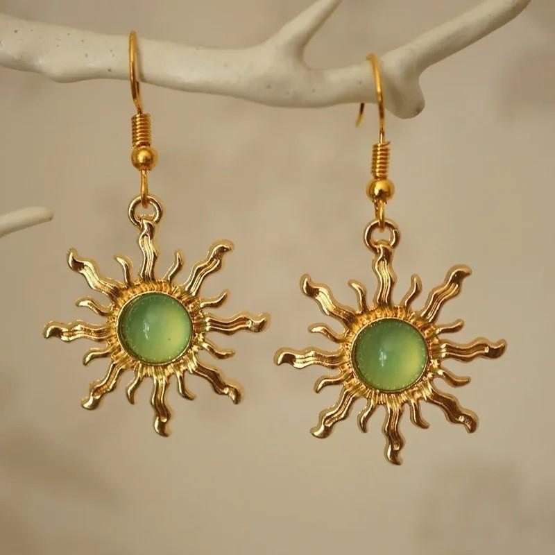 Bohemian Style Sun Necklace Earring Set For Women With Alloy Geometric Design For Summer Travel