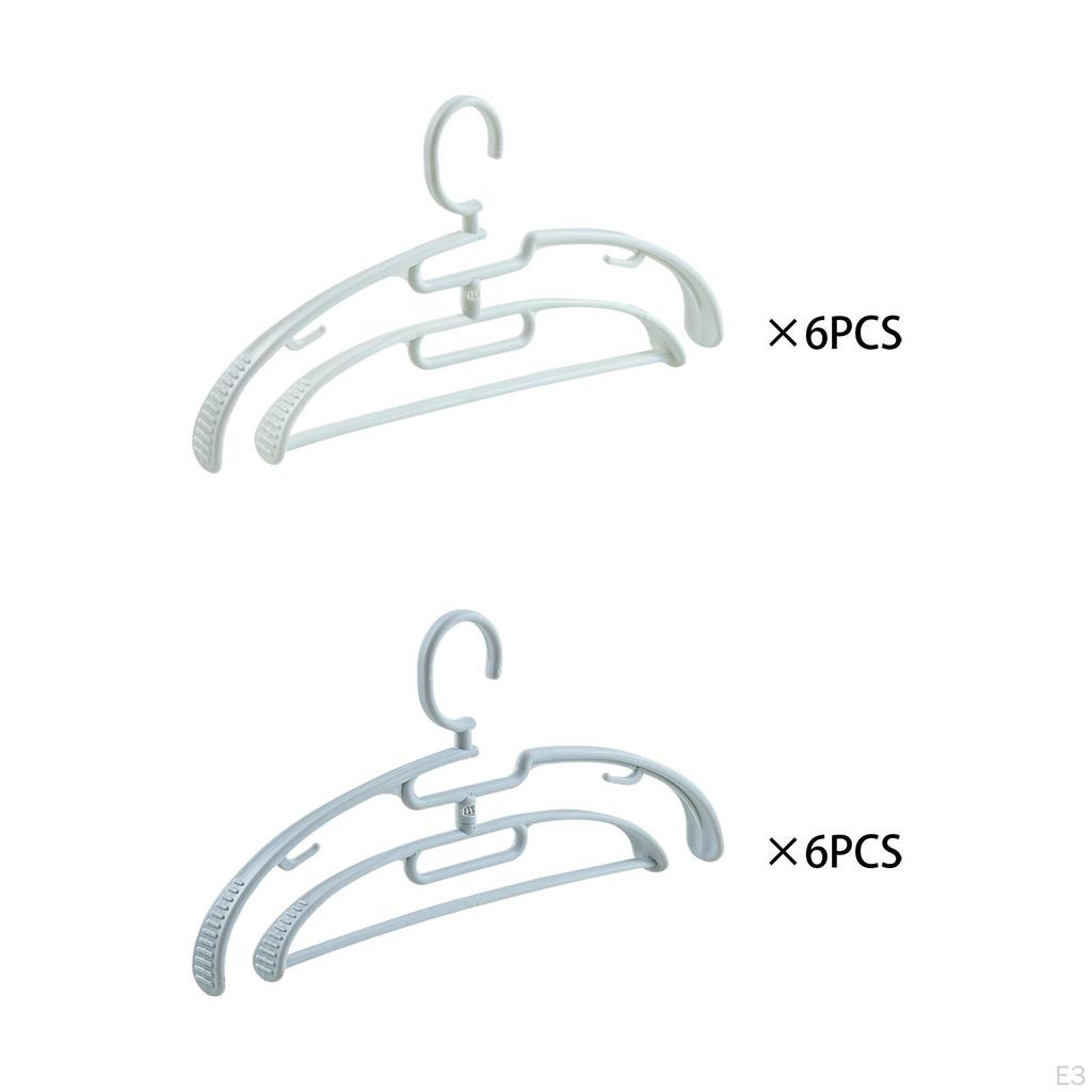 6 Piece Clothes Set Storage Hanger Versatile Double Layer Shoulder Shape Good Support for
