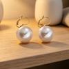 1 Pair Faux Pearl Dangle Earrings for Women, Gold Plated Drop Earrings, Large Faux Pearl Huggie Hoop Earrings