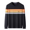 MONTAGUT Men's Striped Long-Sleeve Embroidered Sweatshirt