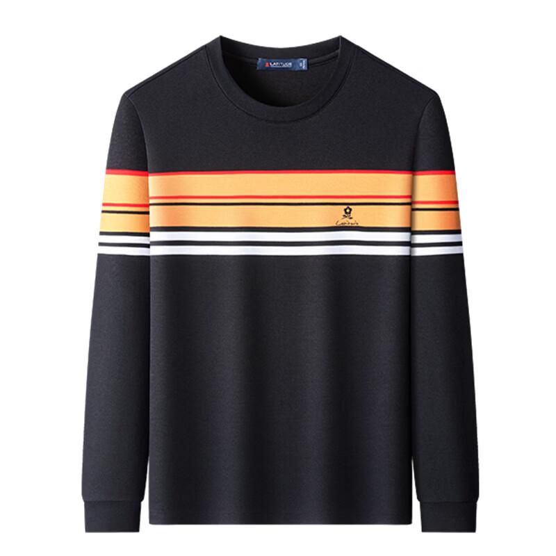 MONTAGUT Men's Striped Long-Sleeve Embroidered Sweatshirt