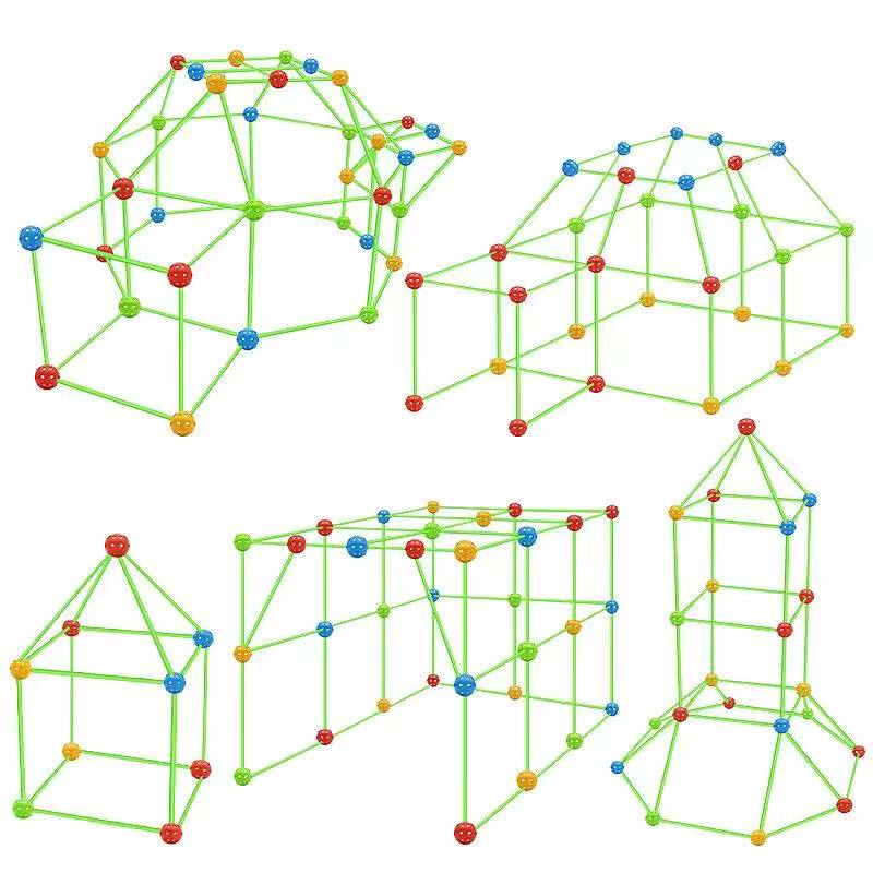 Children Creativity Fort Construction Bricks Indoor Tent Brick Set DO IT YOURSELF Learning Construction Castle Assembled Playthings Ball Games Toy