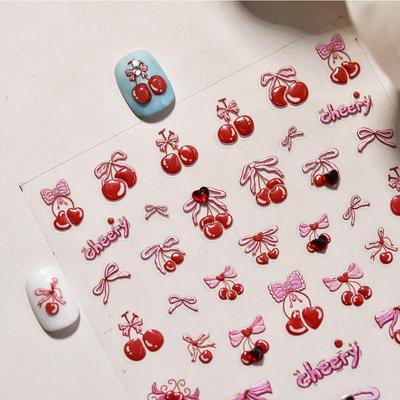 New Fruit Strawberry Jelly Nail Art Cute Stickers Sweetheart Cherry Bow Rabbit Diy Nail Decoration