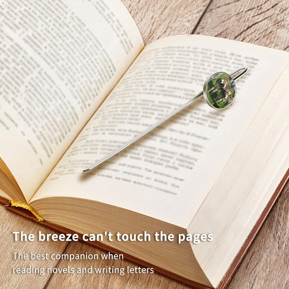 Green Prairie Donkey Stainless Steel Metal Bookmark Long Bar Page Marker with Round Ornament Read...